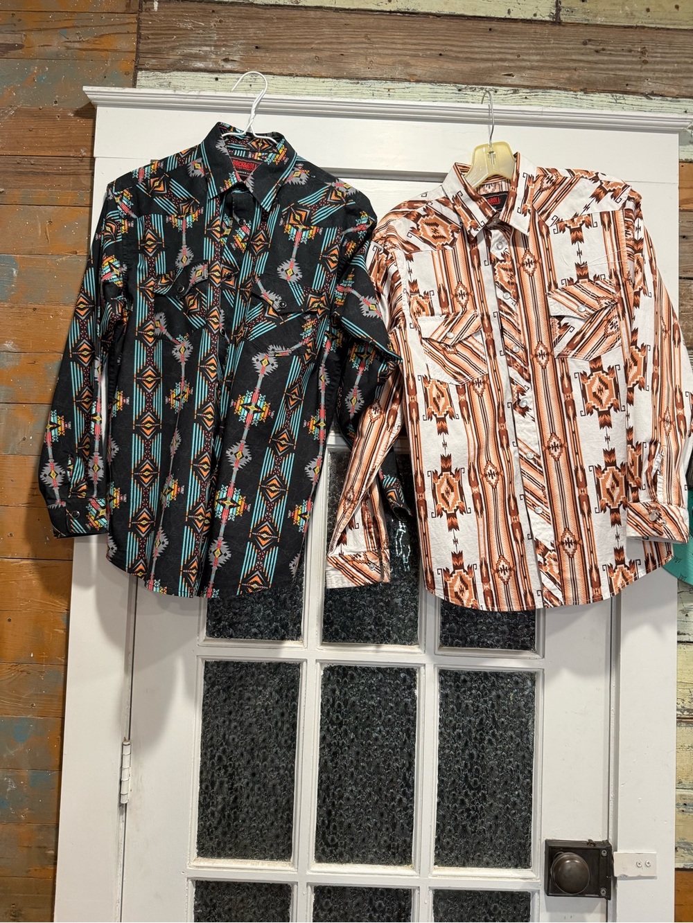 Kids Southwestern Button-Down Shirt - Black Pattern